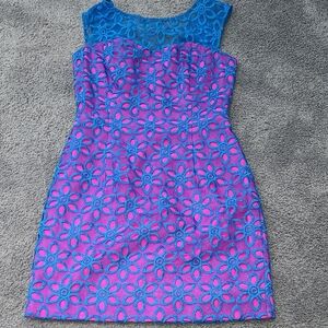 Beautiful Lily Pulitzer Blue and Pink Lace Dress
